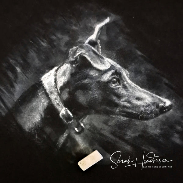 https://sarahhendersonart.com › products › monochrome-whippet-sketch-on-black-paper