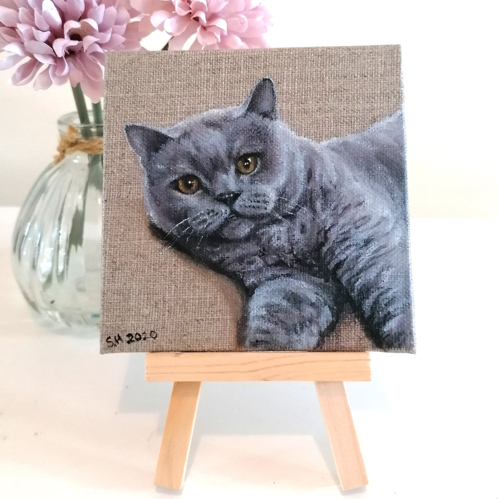 British Shorthair Kitten Oil Painting
